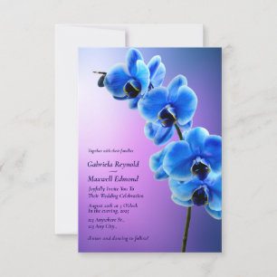 Invitation Mariage moderne Floral Sky Blue Orchidées