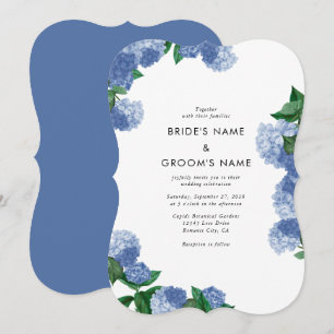 Invitation Mariage Moderne Floral Végétal Hydrangea Bleue
