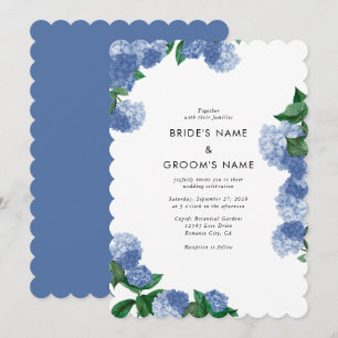 Invitation Mariage Moderne Floral Végétal Hydrangea Bleue