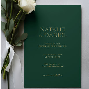 Invitation Mariage moderne Forest Green & Gold Chic