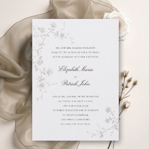 Invitation Mariage Moderne Formel Classique Roses Sauvages Ar
