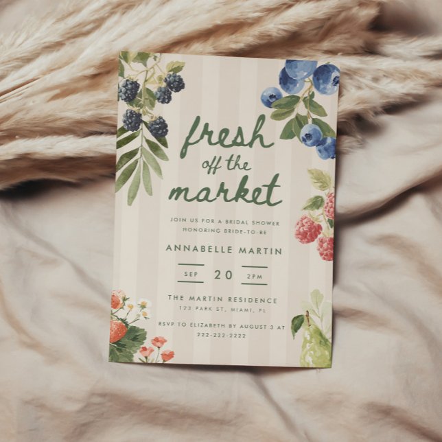 Invitation Mariage Moderne Frais du Marché Rayé (Créateur téléchargé)