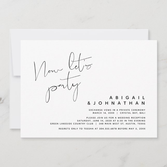 Invitation Mariage Moderne Fugace, Maintenant Faisons la Fête (Devant)