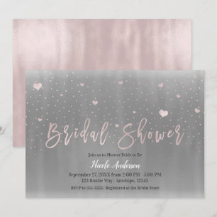Invitation Mariage Moderne Glamour Fête de Mariée Gris Argent