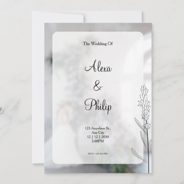Invitation Mariage moderne gris (Devant)