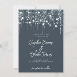 Invitation Mariage moderne gris foncé et blanc