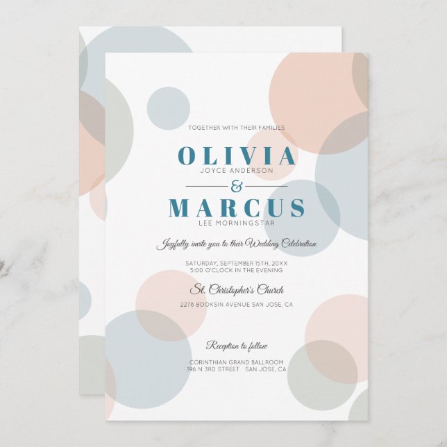 Invitation Mariage Moderne Gros Gras Points Confetti (Devant / Derrière)