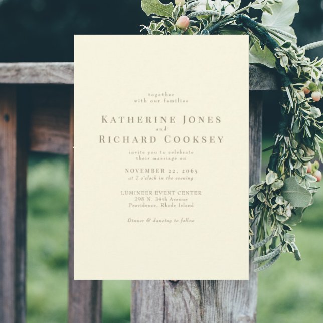 Invitation Mariage Moderne Jaune Pâle Sans Parents (Créateur téléchargé)