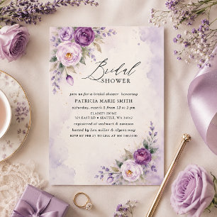 Invitation Mariage Moderne Lavande Fleur Violette