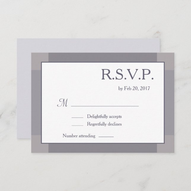 Invitation Mariage moderne Lilac gris blanc brillant RSVP (Devant / Derrière)