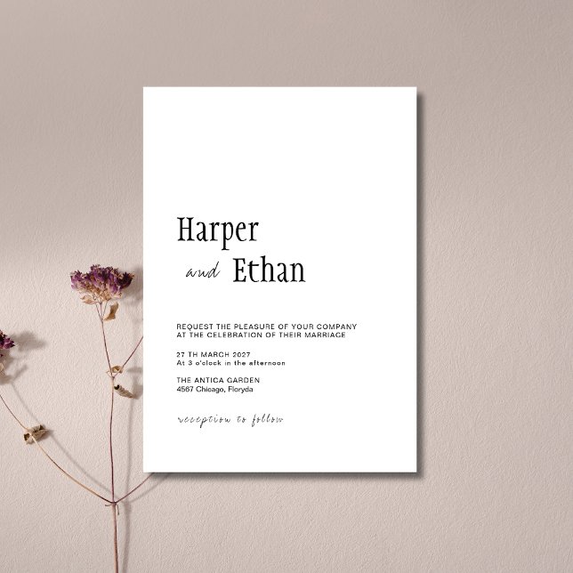 Invitation Mariage Moderne Luxueux Noir et Blanc (Créateur téléchargé)