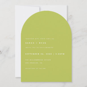 Invitation Mariage Moderne Minimaliste Arche Vert Citron