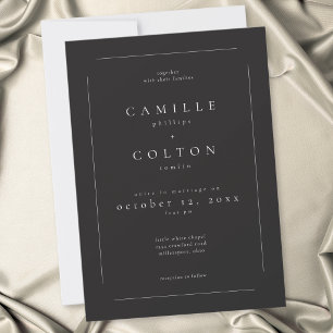 Invitation Mariage Moderne Minimaliste au Charbon Élégant