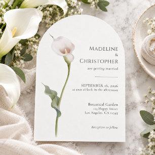 Invitation Mariage Moderne Minimaliste au Lys calla Blanc