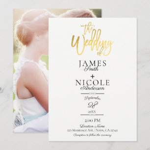 Invitation Mariage Moderne Minimaliste avec Dos de Photo Enti