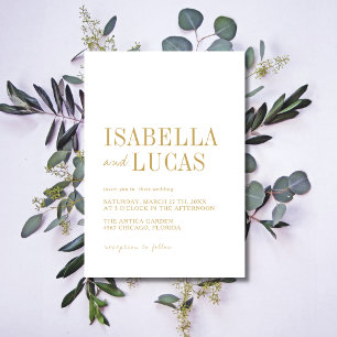 Invitation Mariage Moderne Minimaliste Blanc Et Or