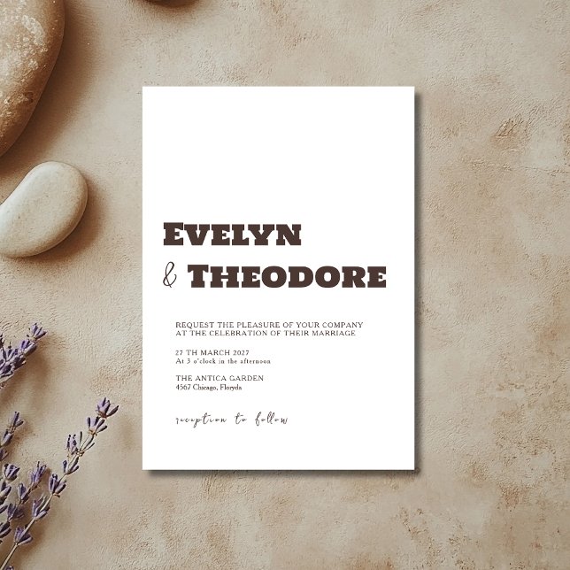 Invitation Mariage Moderne Minimaliste Brun Espresso (Créateur téléchargé)