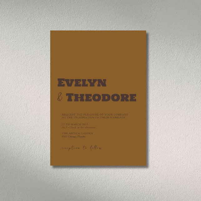 Invitation Mariage Moderne Minimaliste Brun Espresso (Créateur téléchargé)