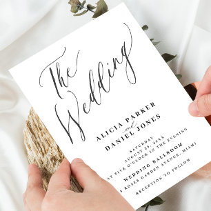 Invitation Mariage moderne minimaliste calligraphie photo bla