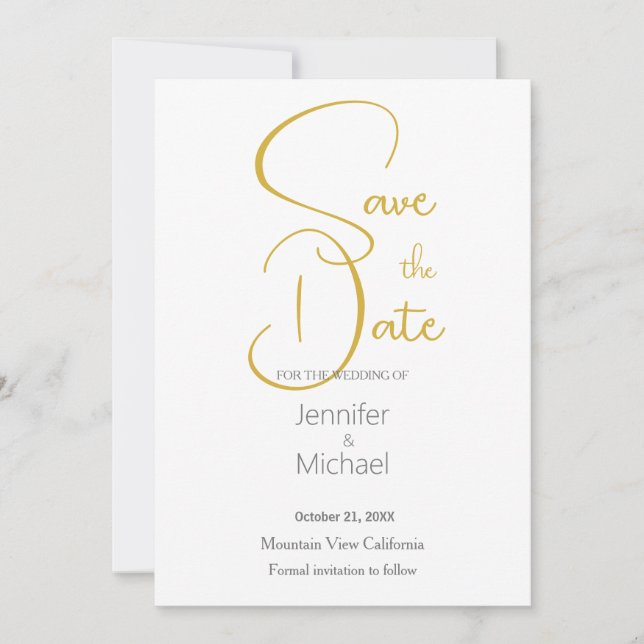Invitation Mariage Moderne Minimaliste Calligraphie Plain (Devant)