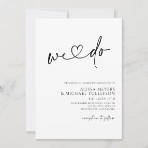 Invitation Mariage Moderne Minimaliste Écriture Manuscrite Cœ