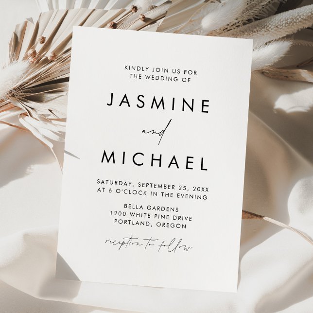 Invitation Mariage Moderne Minimaliste Écriture Noire (Créateur téléchargé)
