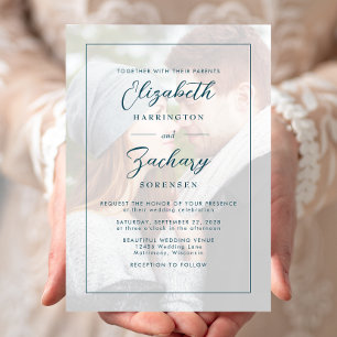 Invitation Mariage Moderne Minimaliste Écriture Teal