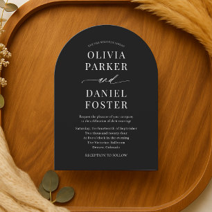 Invitation Mariage Moderne Minimaliste Élégant Noir