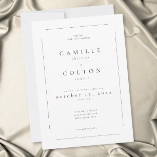 Invitation Mariage Moderne Minimaliste Élégant Noir et Blanc