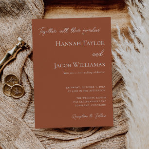 Invitation Mariage moderne minimaliste en terre cuite