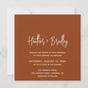 Invitation Mariage moderne minimaliste en terre cuite