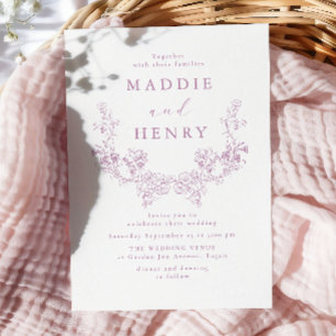 Invitation Mariage Moderne Minimaliste Floral en Art Linéaire