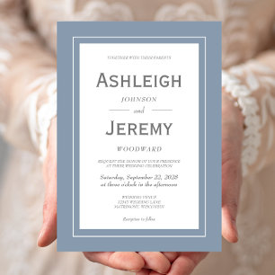Invitation Mariage Moderne Minimaliste Gris Bleu Poussiéreux