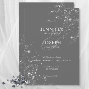 Invitation Mariage moderne minimaliste gris et blanc de diama