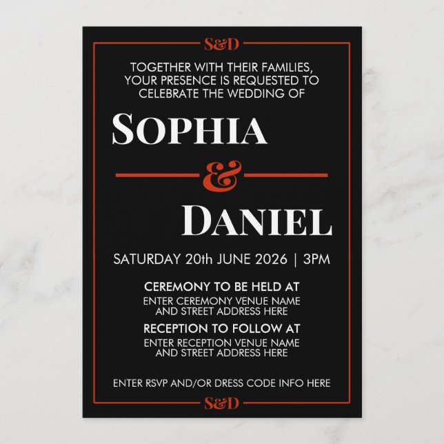 Invitation Mariage Moderne Minimaliste Modifiable (Devant)