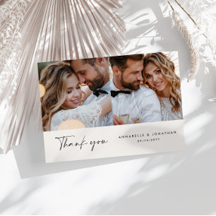 Invitation Mariage moderne minimaliste multi photo merci chic