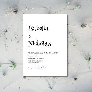 Invitation Mariage Moderne Minimaliste Noir et Blanc
