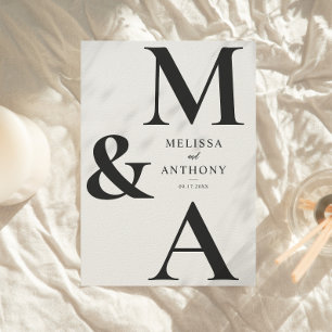 Invitation Mariage Moderne Minimaliste Noir et Ecru