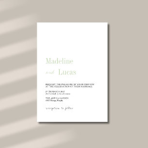 Invitation Mariage Moderne Minimaliste Propre Pistache & Noir