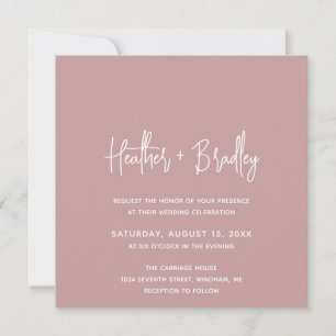 Invitation Mariage moderne minimaliste rose