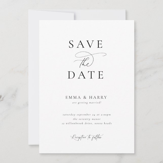 Invitation Mariage moderne minimaliste simple Enregistrer la  (Devant)