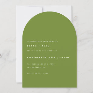 Invitation Mariage Moderne Minimaliste sous une Arche de Vert