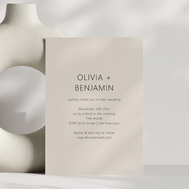 Invitation Mariage Moderne Minimaliste Taupe Neutre (Créateur téléchargé)