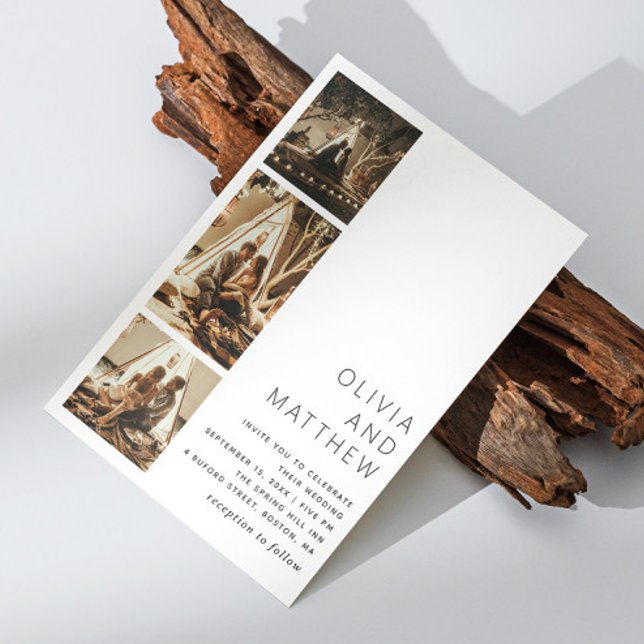 Invitation Mariage moderne minimaliste | Trois photos propres (Créateur téléchargé)