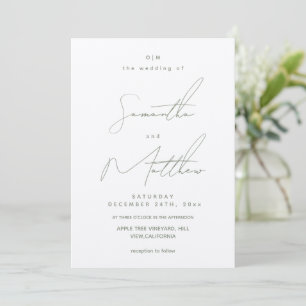 Invitation Mariage Moderne Minimaliste Vert Sauge Script