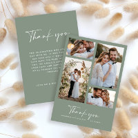 Mariage moderne minime photo merci sage vert