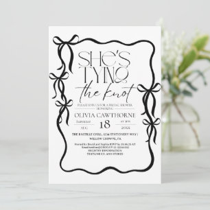 Invitation Mariage moderne noir et blanc avec nœud papillon
