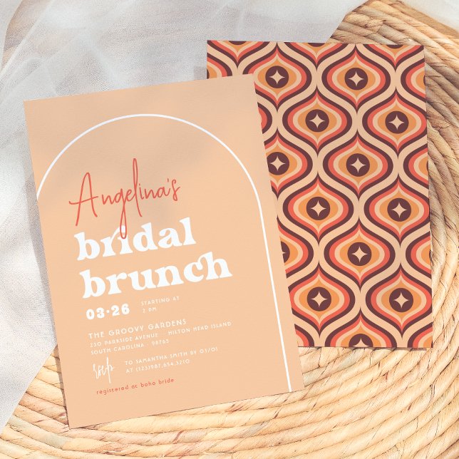 Invitation Mariage Moderne Orange Rétro Archi Brunch Enterrem (Créateur téléchargé)