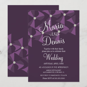 Invitation Mariage Moderne Oxalis Floral Trèfle Violet