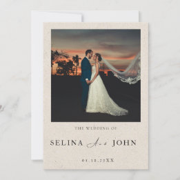 Invitation Mariage Moderne Photo Crème Minimaliste Romantique